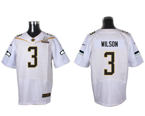 Nike Seahawks #3 Russell Wilson White 2016 Pro Bowl Men's Stitched NFL Elite Jersey - Click Image to Close